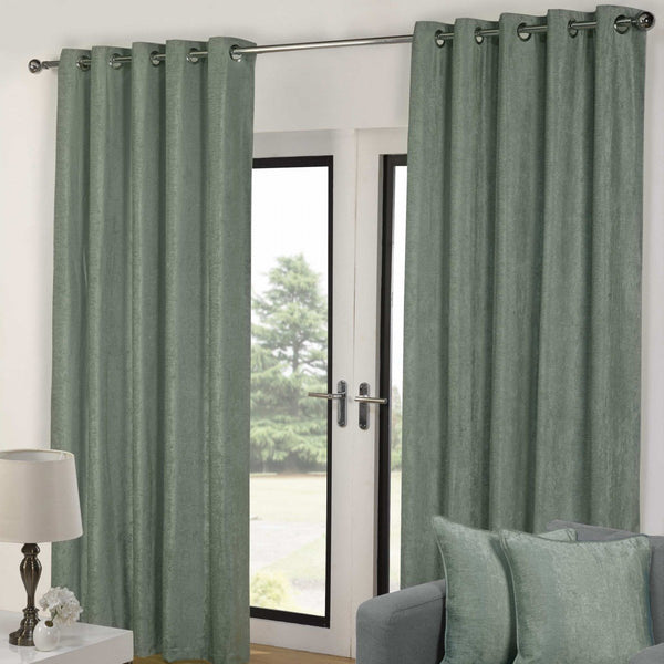 Julius Velvet Eyelet Lined Pair of Curtains, 135 x 260cm, Soft Green –  Affordable Designer Curtains & Cushions